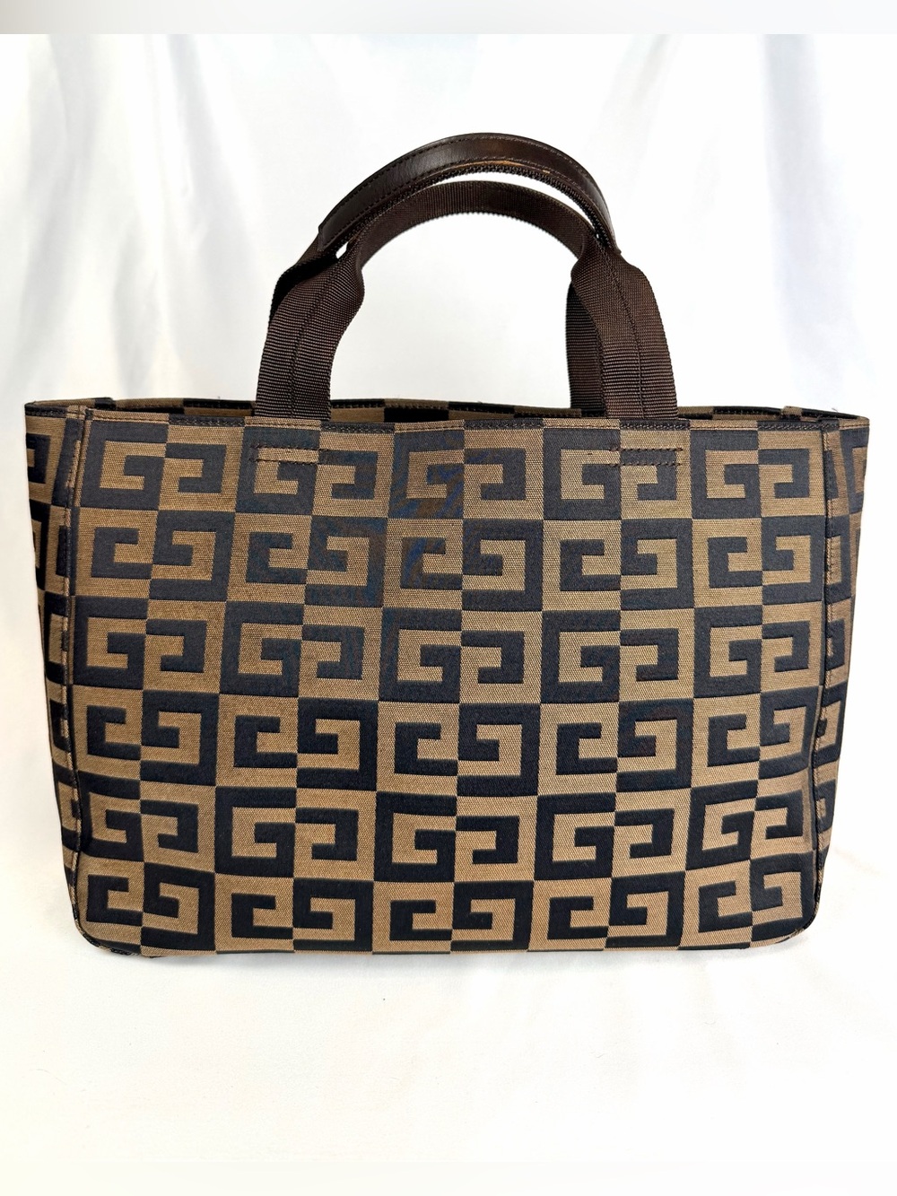 Givenchy Tote Bag Maroquinerie Brown and Tan Jacquard Monogram Canvas Vintage